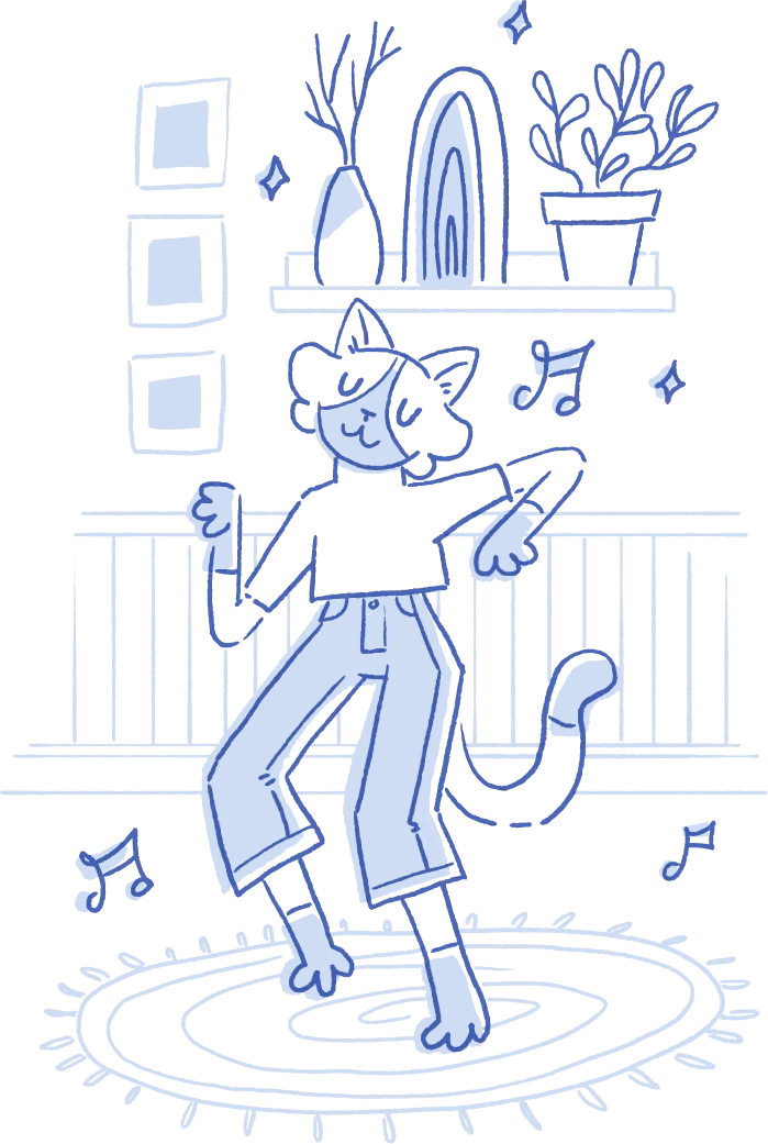 illustrated-cat-dancing-at-a-hooray-house-partay