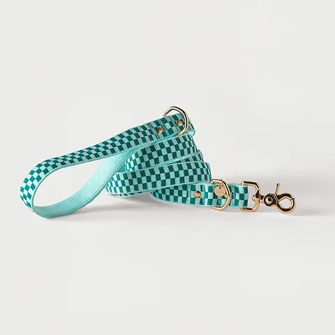 Green Check Dog Leash