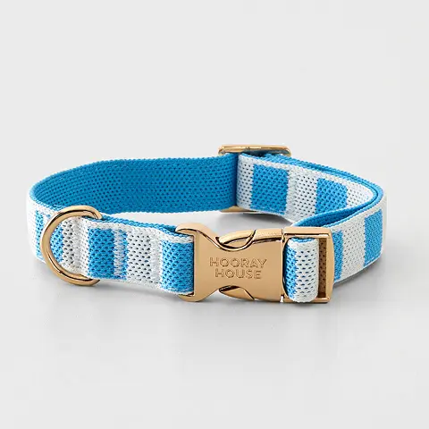 Blue Stripe Knit Dog Collar