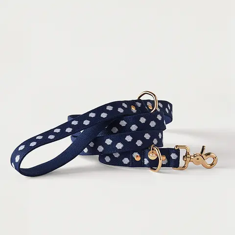 Navy Dot Dog Leash