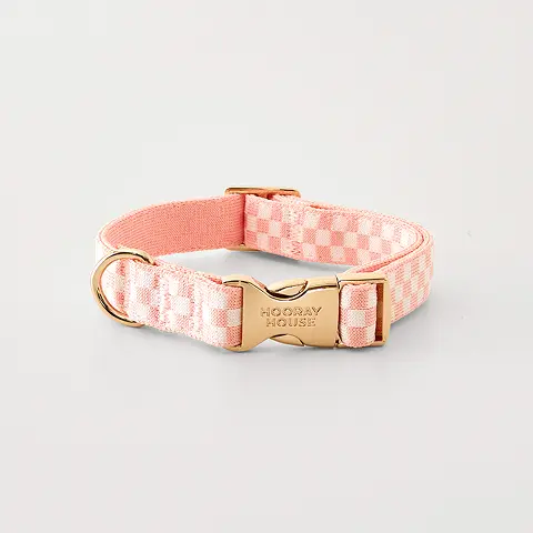 Pink Check Knit Dog Collar
